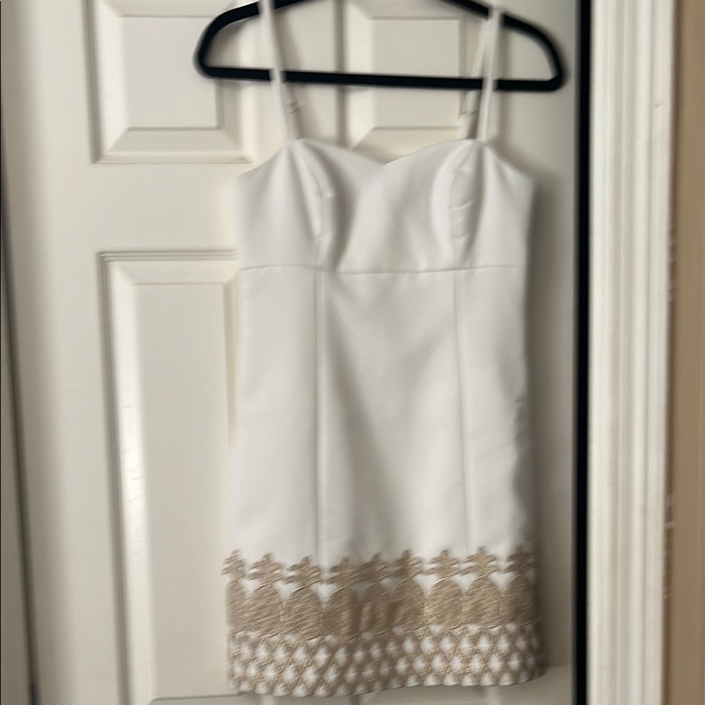 White Dress with Gold Embroidery